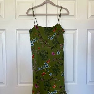 Vintage Rampage olive green floral Chinese themed dress